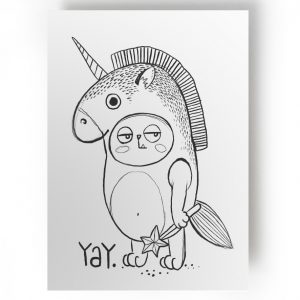 Postkarte Katze als Einhorn