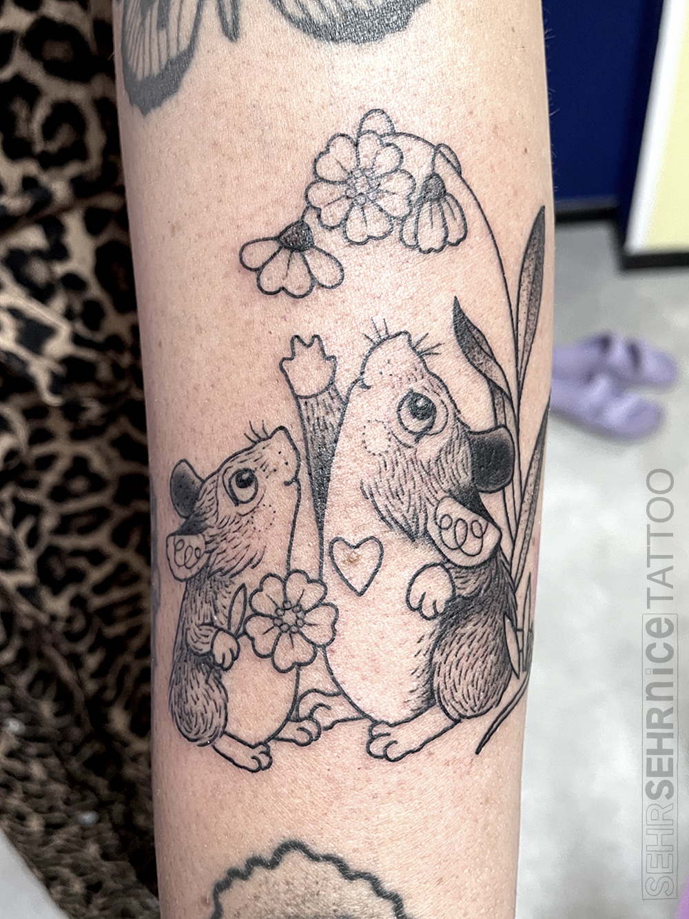 Mäuse Tattoo für Geschwister oder beste Freunde in Schwarz-Grau